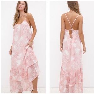 Pink Floral Bohemian Maxi Dress